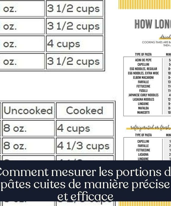 Comment mesurer les portions de pâtes cuites de manière précise et efficace