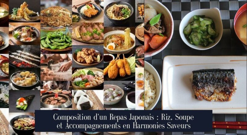 Composition d'un Repas Japonais : Riz, Soupe et Accompagnements en Harmonies Saveurs
