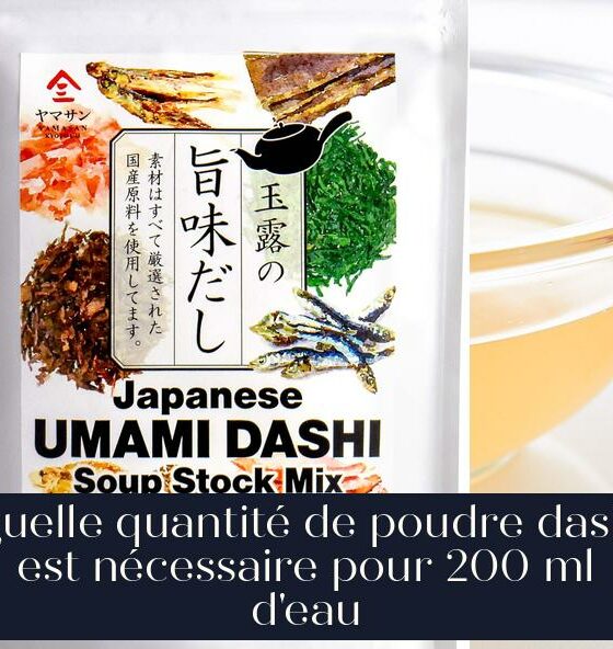 Quelle quantité de poudre dashi est nécessaire pour 200 ml d'eau