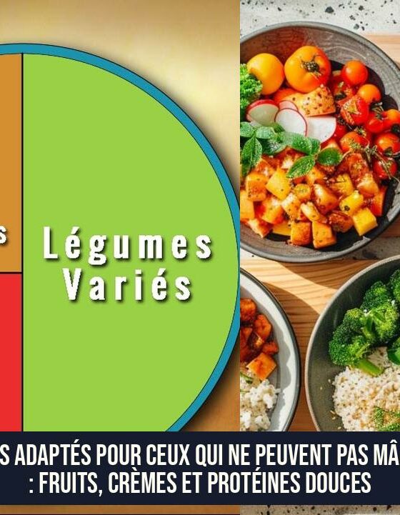Repas adaptés pour ceux qui ne peuvent pas mâcher : fruits, crèmes et protéines douces