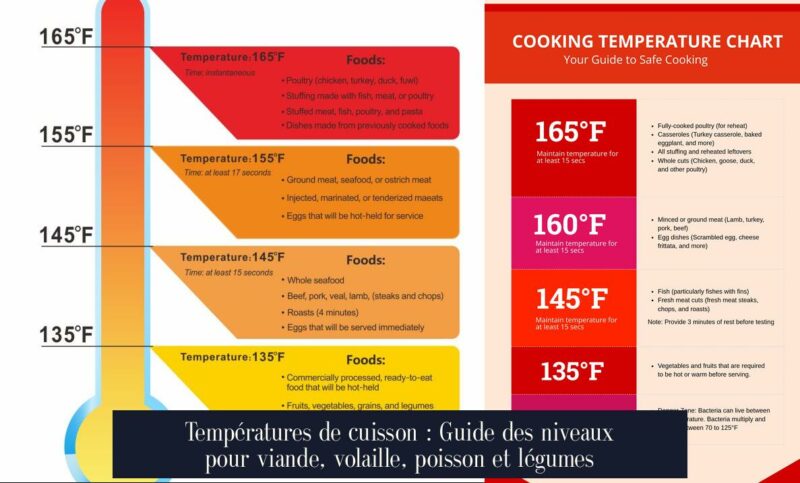 Températures de cuisson : Guide des niveaux pour viande, volaille, poisson et légumes