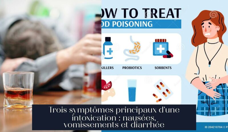Trois symptômes principaux d'une intoxication : nausées, vomissements et diarrhée