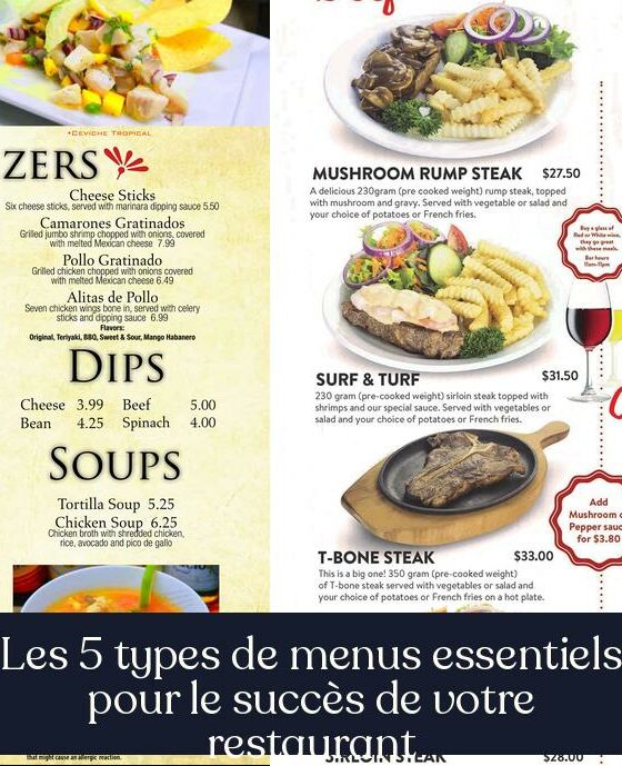 Les 5 types de menus essentiels pour le succès de votre restaurant
