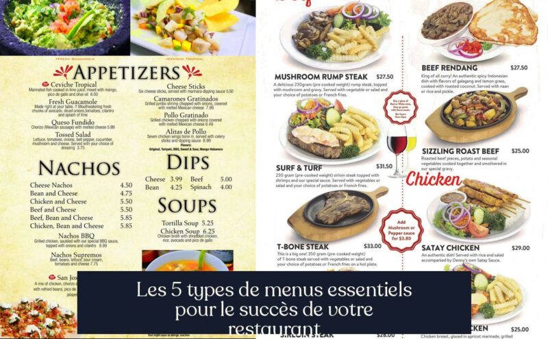Les 5 types de menus essentiels pour le succès de votre restaurant