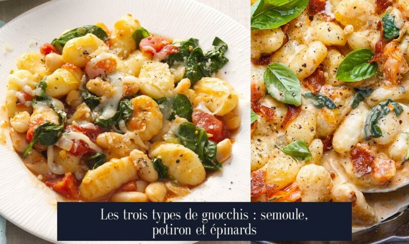 Les trois types de gnocchis : semoule, potiron et épinards