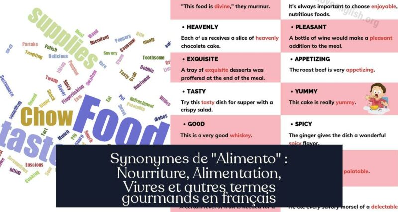 Synonymes de "Alimento" : Nourriture, Alimentation, Vivres et autres termes gourmands en français