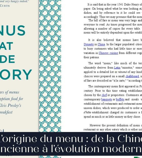 L'origine du menu : de la Chine ancienne à l'évolution moderne