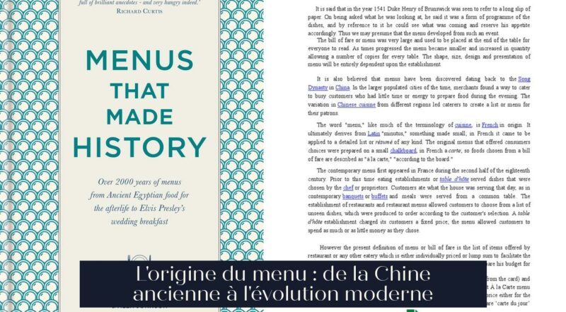 L'origine du menu : de la Chine ancienne à l'évolution moderne