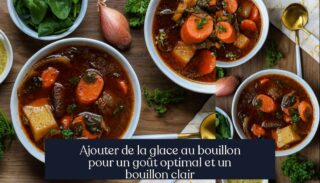 Ajouter de la glace au bouillon pour un goût optimal et un bouillon clair