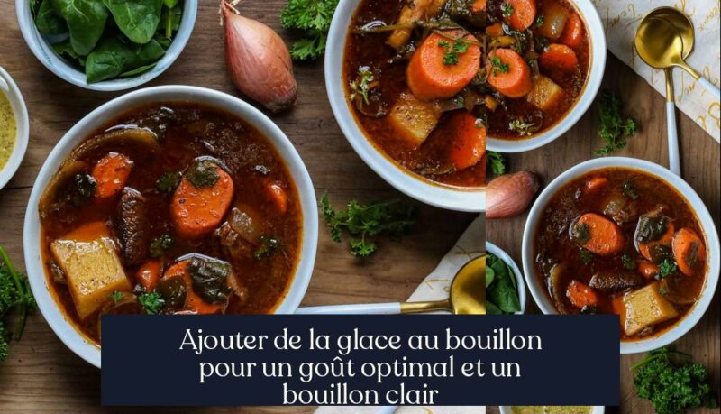 Ajouter de la glace au bouillon pour un goût optimal et un bouillon clair